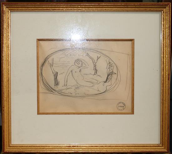 Henri Lebasque (1865-1937) Nude in woodland and Studies of an infant 6.5 x 8.5in.